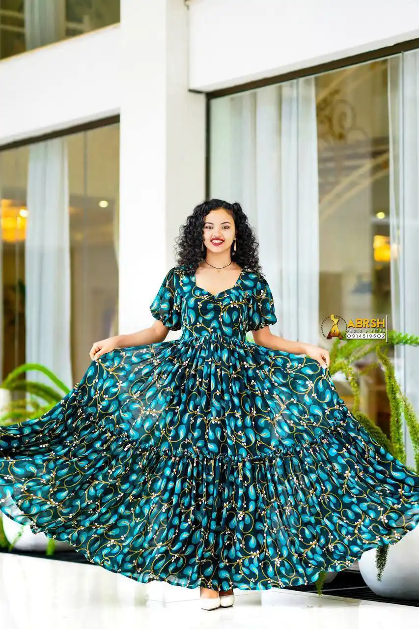 white christmas dresses CHIFFON-Weleba-Eritrean and Ethiopian Dress-Traditional – WELEBA main image 0